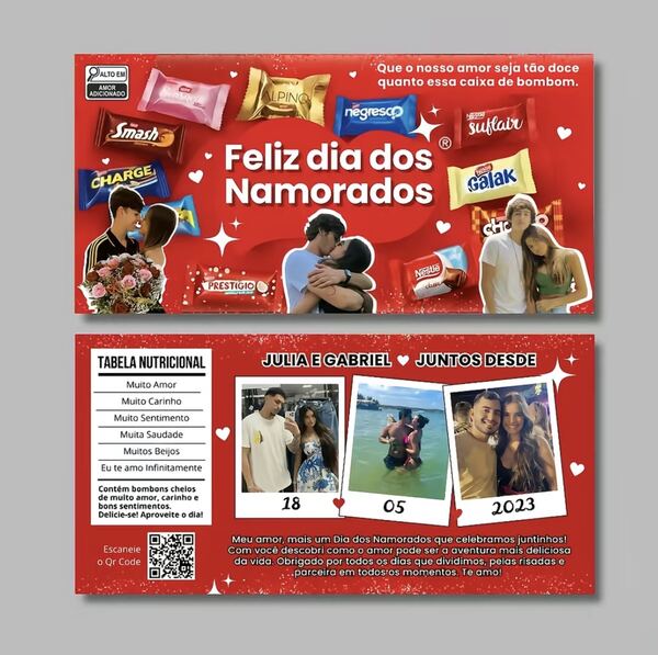 Caixa de bombom personalizada vermelha