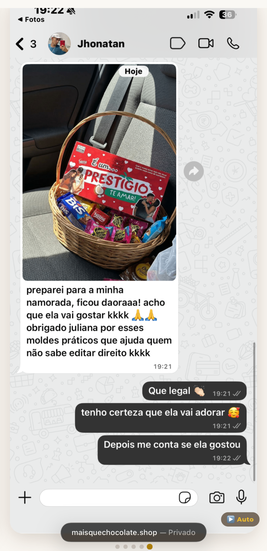 Depoimento real do Jhonatan no WhatsApp