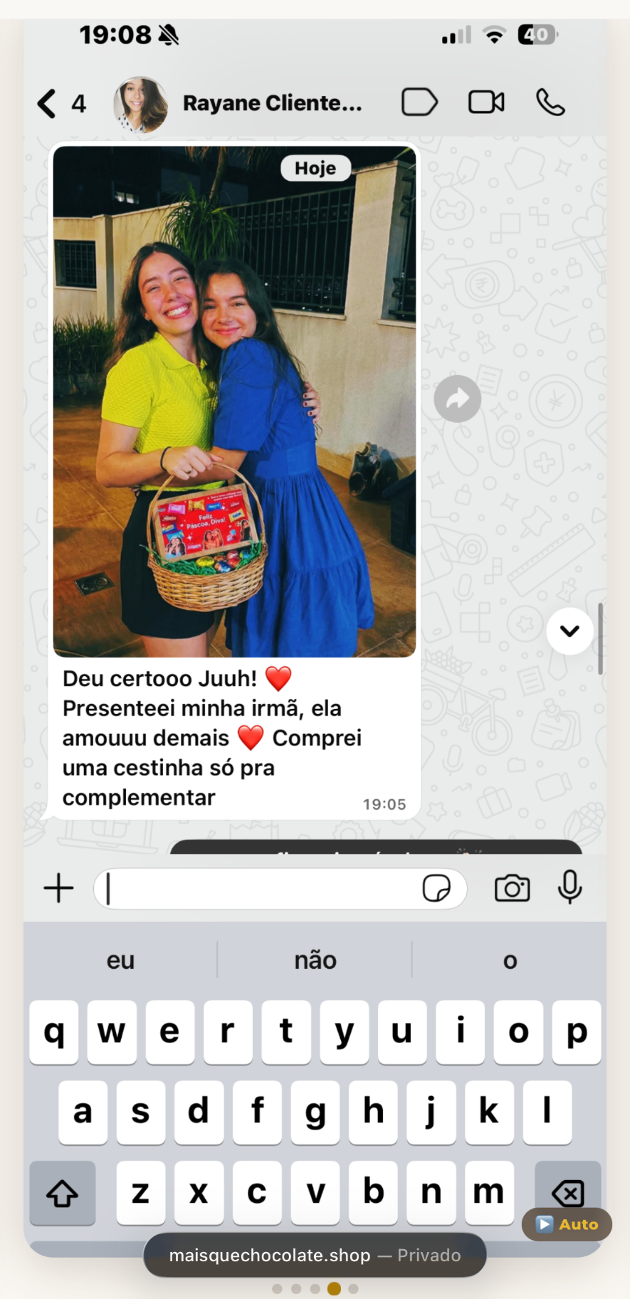 Depoimento real da Rayane no WhatsApp